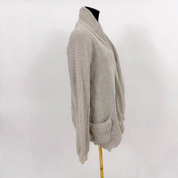MONK & LOU Open Front Oversized Knit Cardigan WITH POCKETS GREY COLOR - Picture 3 of 7